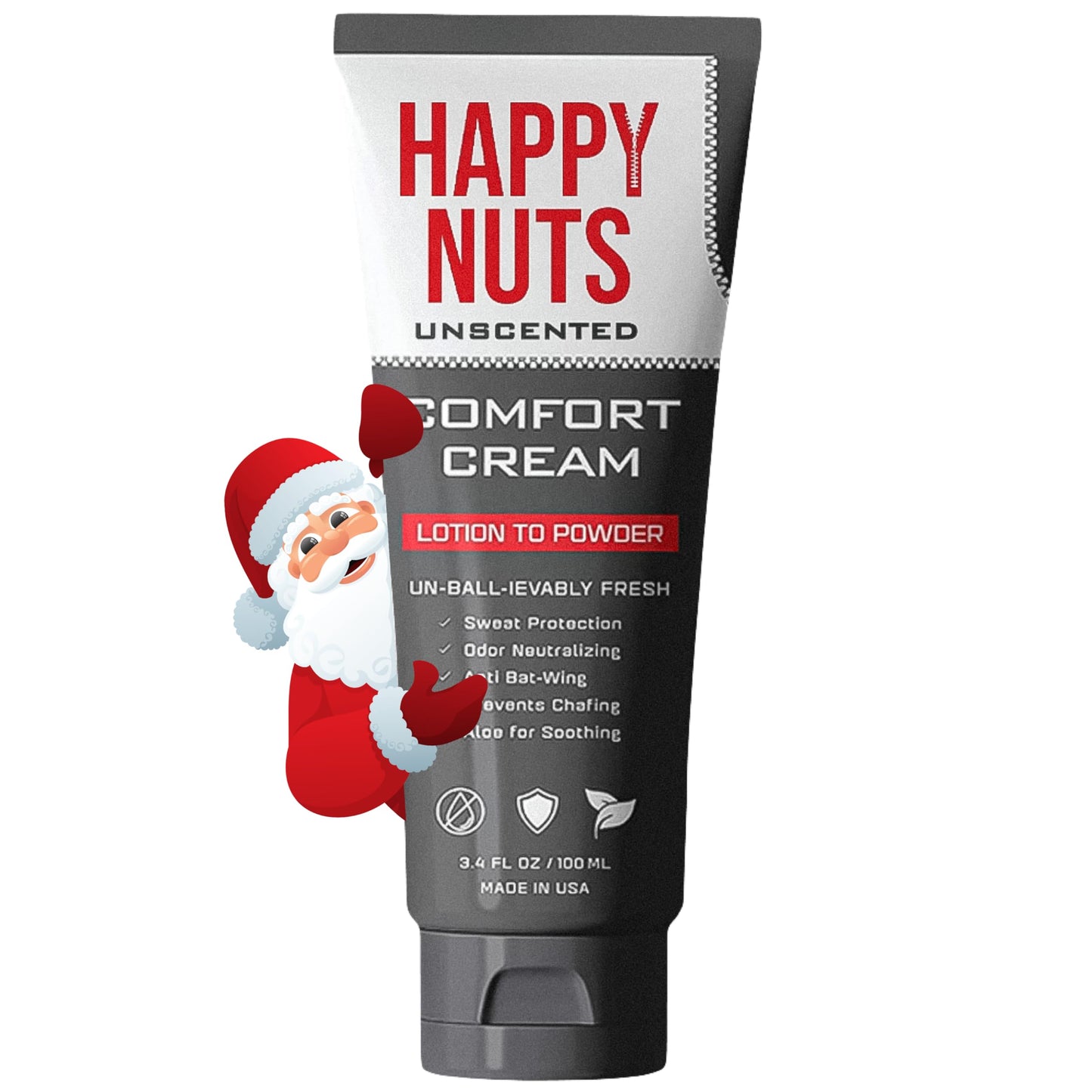 HAPPY NUTS Aluminum Free Comfort Cream Deodorant For Men: Anti-Chafing 3.4 oz.