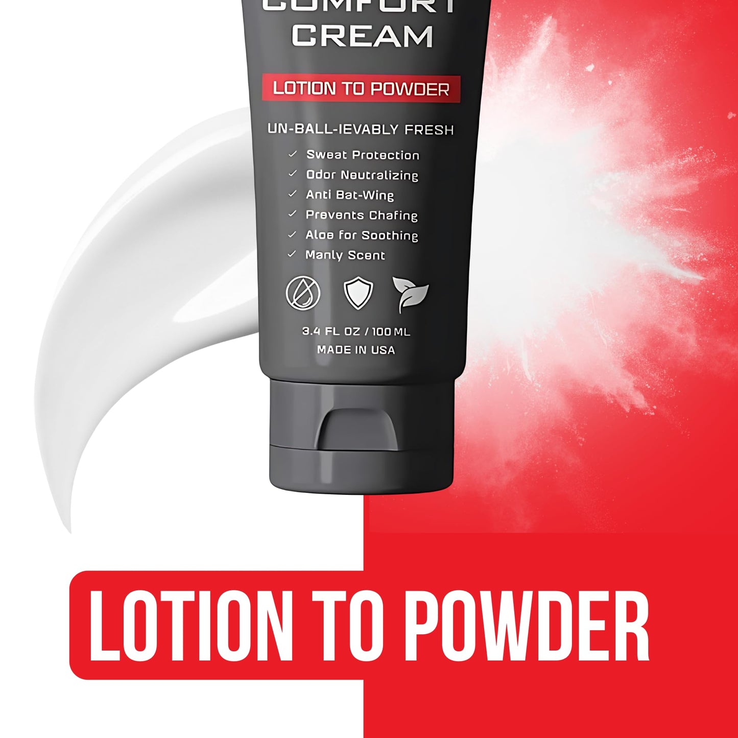 HAPPY NUTS Aluminum Free Comfort Cream Deodorant For Men: Anti-Chafing 3.4 oz.
