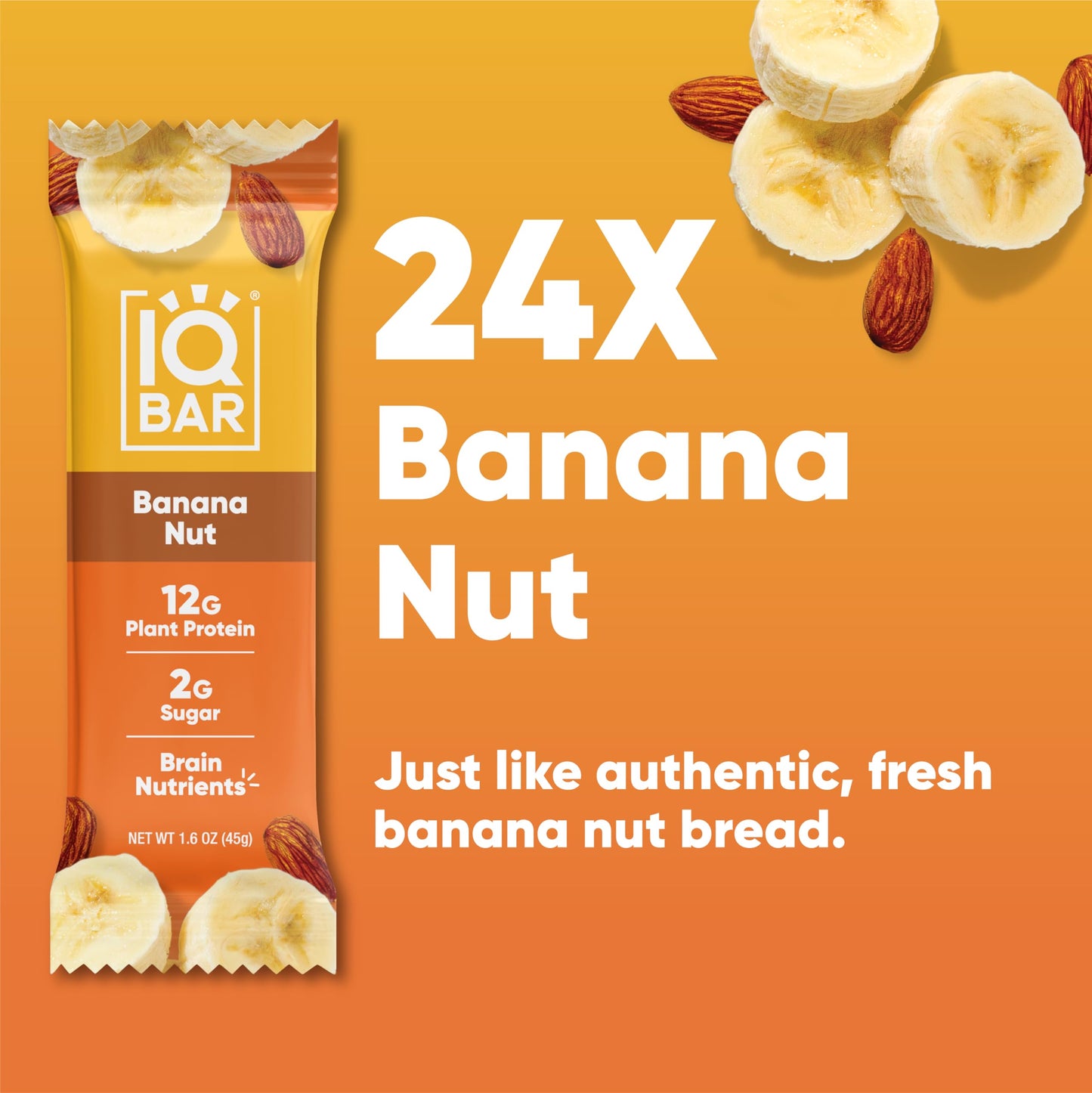 IQBAR Protein Bars - Peanut Butter Chip - 12 Count, Low Carb, High Fiber, Gluten Free, Vegan Snacks - Low Sugar Keto Energy Bars