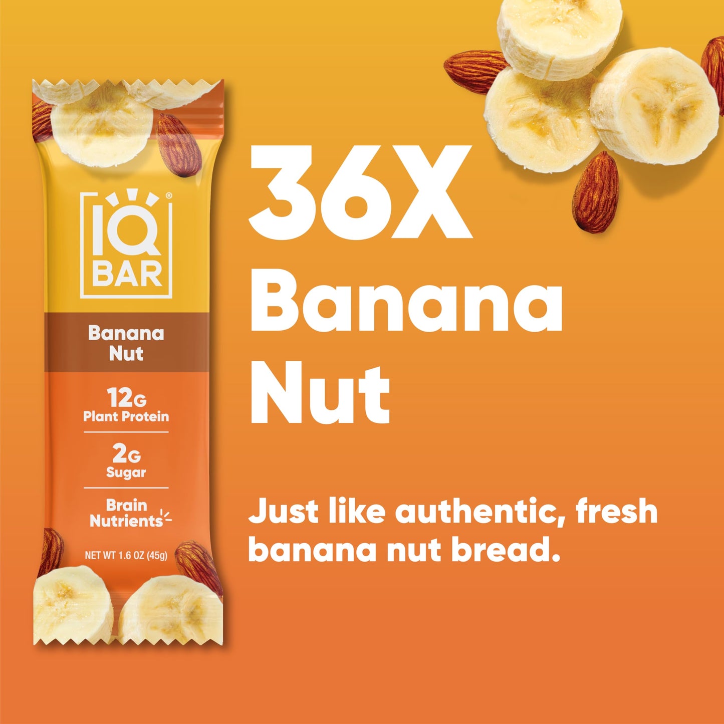 IQBAR Protein Bars - Peanut Butter Chip - 12 Count, Low Carb, High Fiber, Gluten Free, Vegan Snacks - Low Sugar Keto Energy Bars