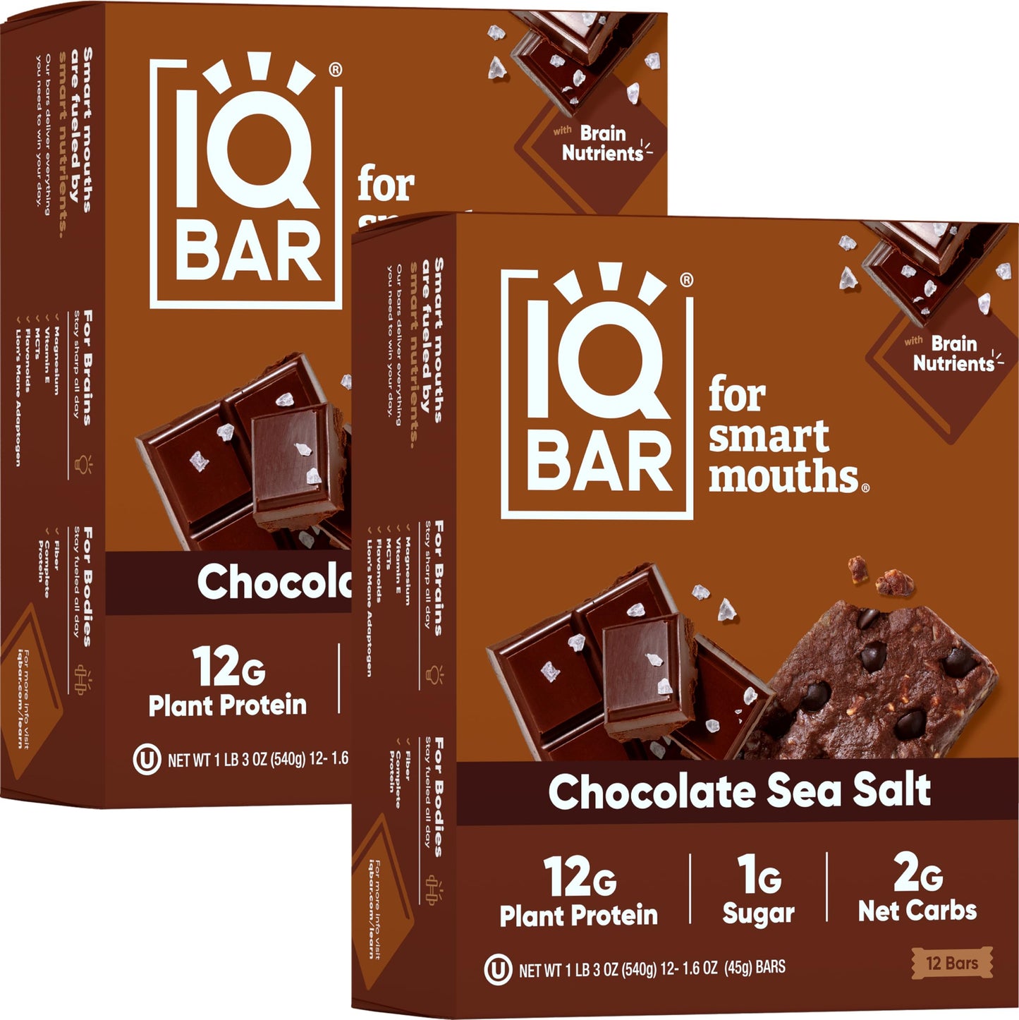 IQBAR Protein Bars - Peanut Butter Chip - 12 Count, Low Carb, High Fiber, Gluten Free, Vegan Snacks - Low Sugar Keto Energy Bars
