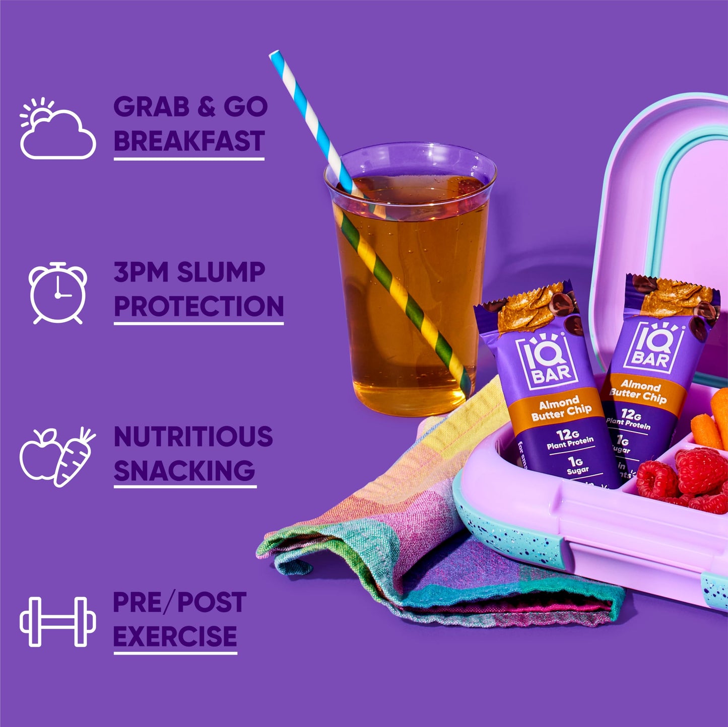 IQBAR Protein Bars - Peanut Butter Chip - 12 Count, Low Carb, High Fiber, Gluten Free, Vegan Snacks - Low Sugar Keto Energy Bars