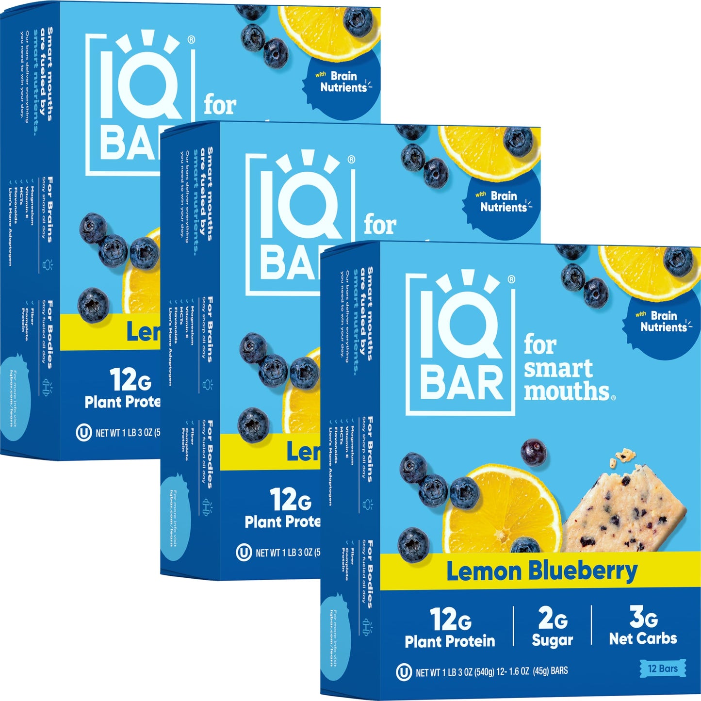 IQBAR Protein Bars - Peanut Butter Chip - 12 Count, Low Carb, High Fiber, Gluten Free, Vegan Snacks - Low Sugar Keto Energy Bars