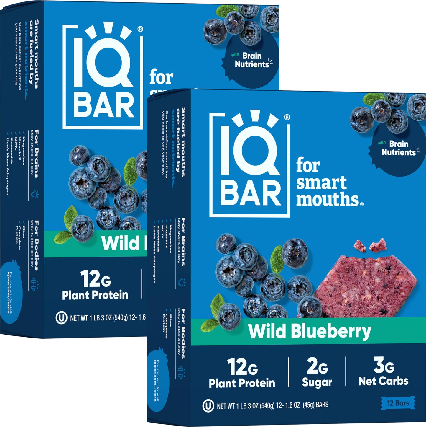 IQBAR Protein Bars - Peanut Butter Chip - 12 Count, Low Carb, High Fiber, Gluten Free, Vegan Snacks - Low Sugar Keto Energy Bars