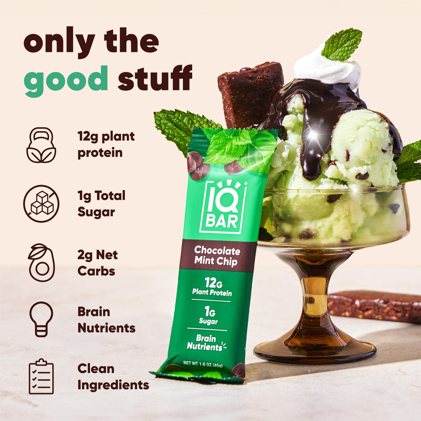 IQBAR Protein Bars - Peanut Butter Chip - 12 Count, Low Carb, High Fiber, Gluten Free, Vegan Snacks - Low Sugar Keto Energy Bars