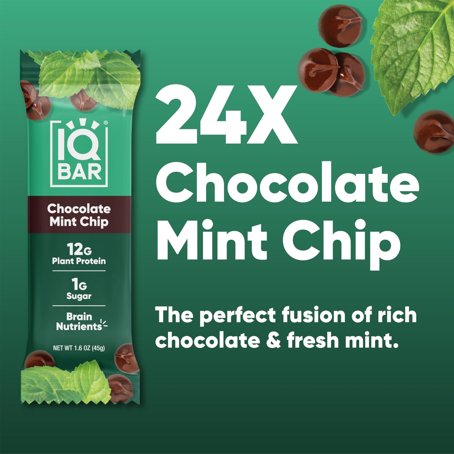 IQBAR Protein Bars - Peanut Butter Chip - 12 Count, Low Carb, High Fiber, Gluten Free, Vegan Snacks - Low Sugar Keto Energy Bars