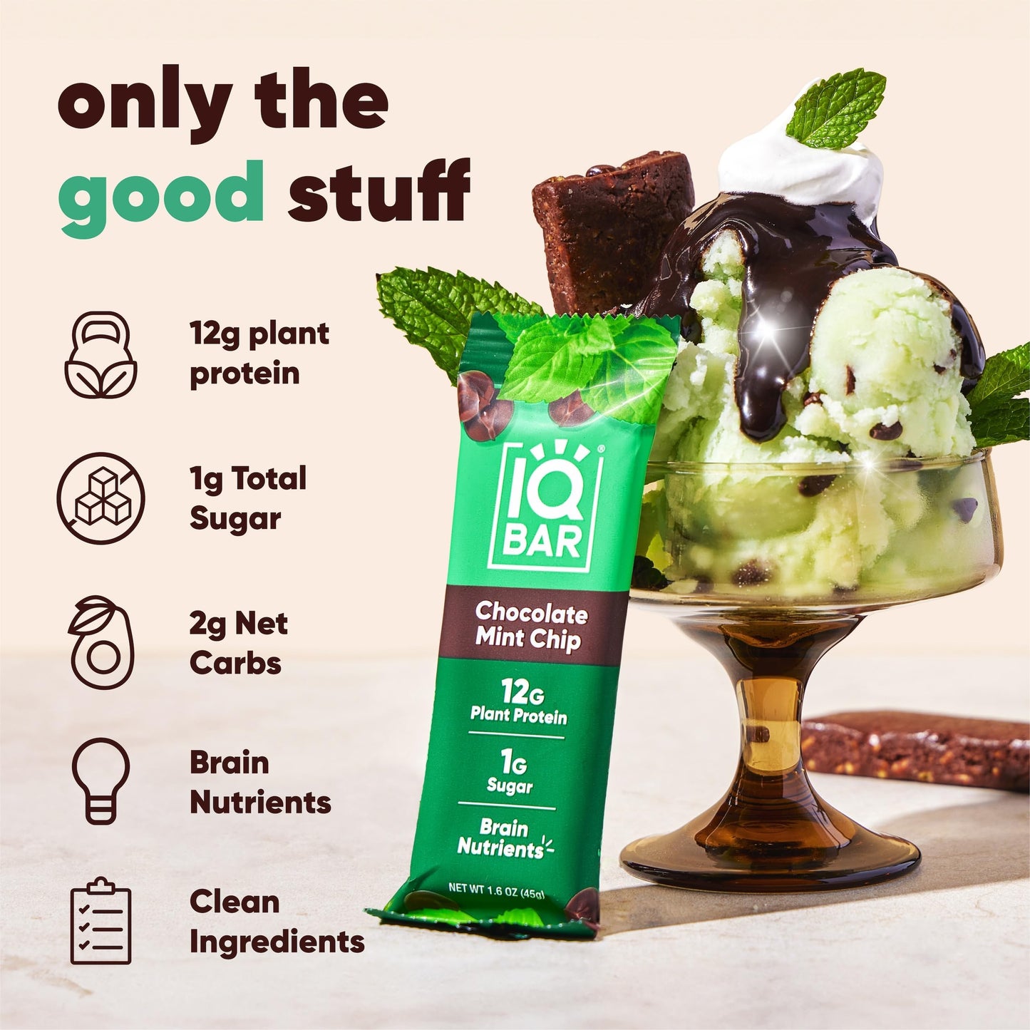 IQBAR Protein Bars - Peanut Butter Chip - 12 Count, Low Carb, High Fiber, Gluten Free, Vegan Snacks - Low Sugar Keto Energy Bars