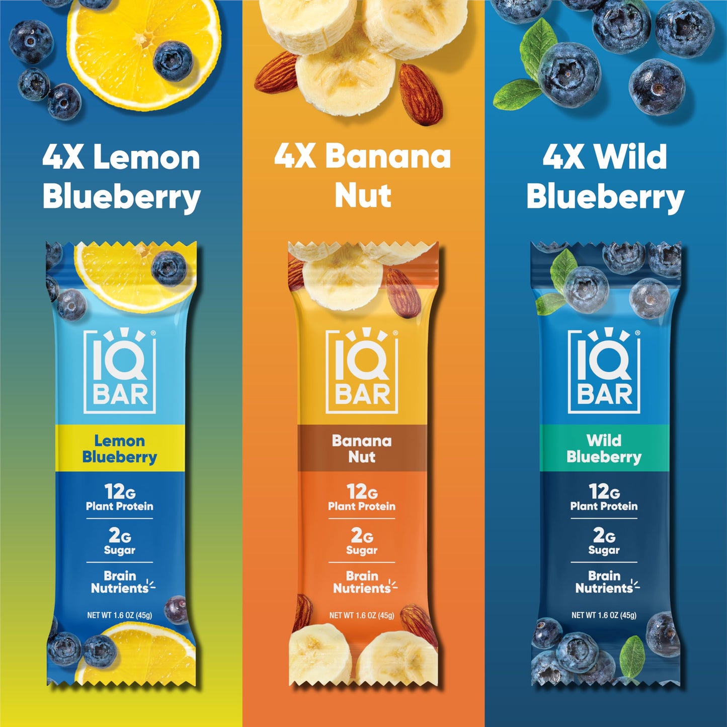 IQBAR Protein Bars - Peanut Butter Chip - 12 Count, Low Carb, High Fiber, Gluten Free, Vegan Snacks - Low Sugar Keto Energy Bars