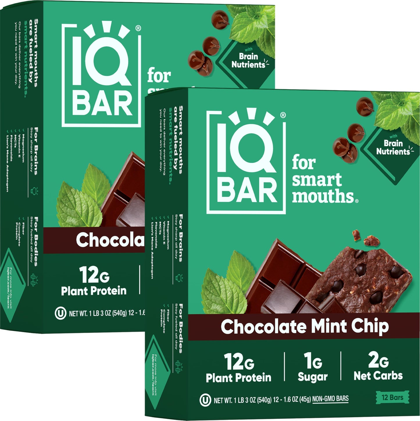 IQBAR Protein Bars - Peanut Butter Chip - 12 Count, Low Carb, High Fiber, Gluten Free, Vegan Snacks - Low Sugar Keto Energy Bars