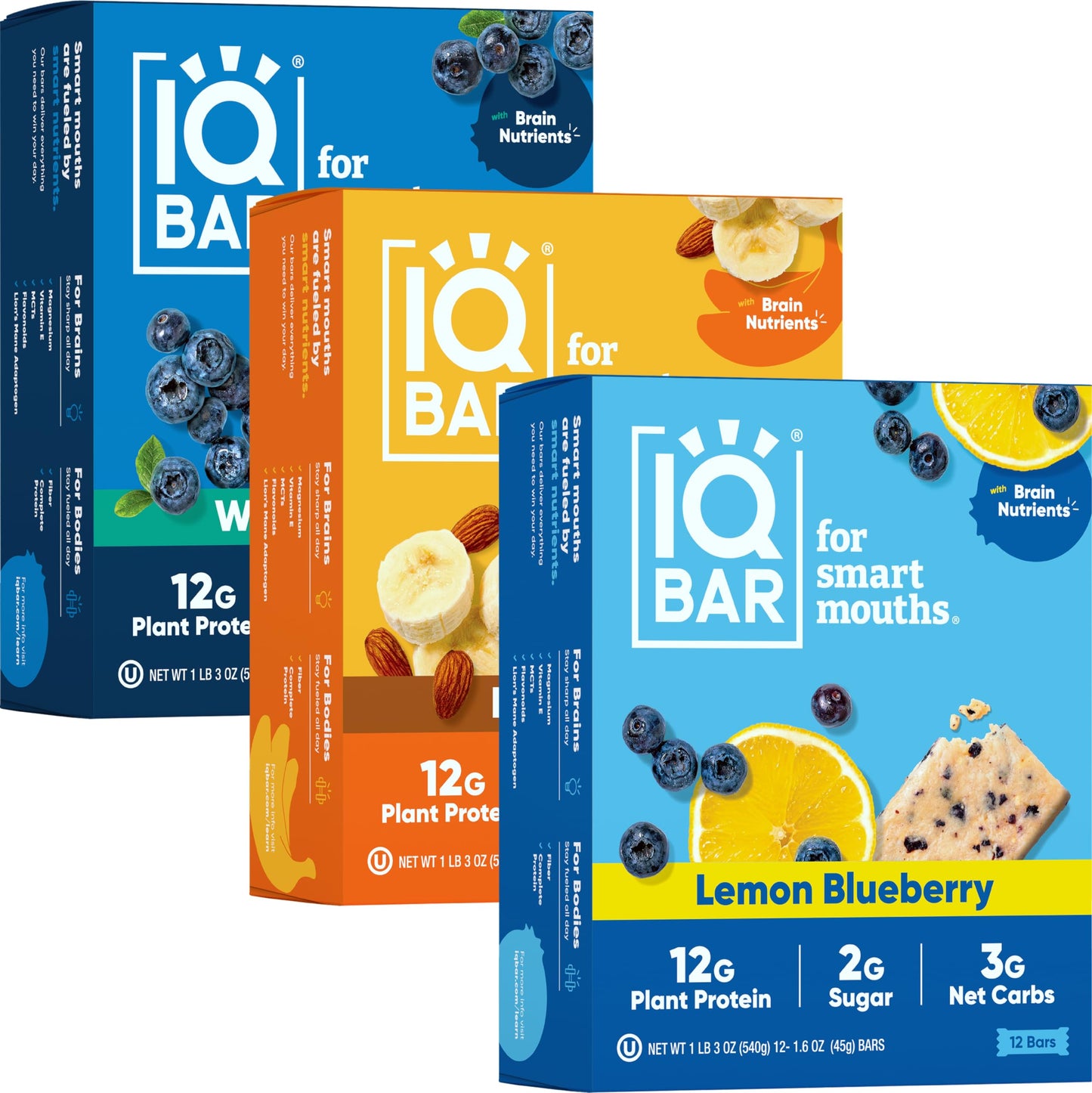 IQBAR Protein Bars - Peanut Butter Chip - 12 Count, Low Carb, High Fiber, Gluten Free, Vegan Snacks - Low Sugar Keto Energy Bars
