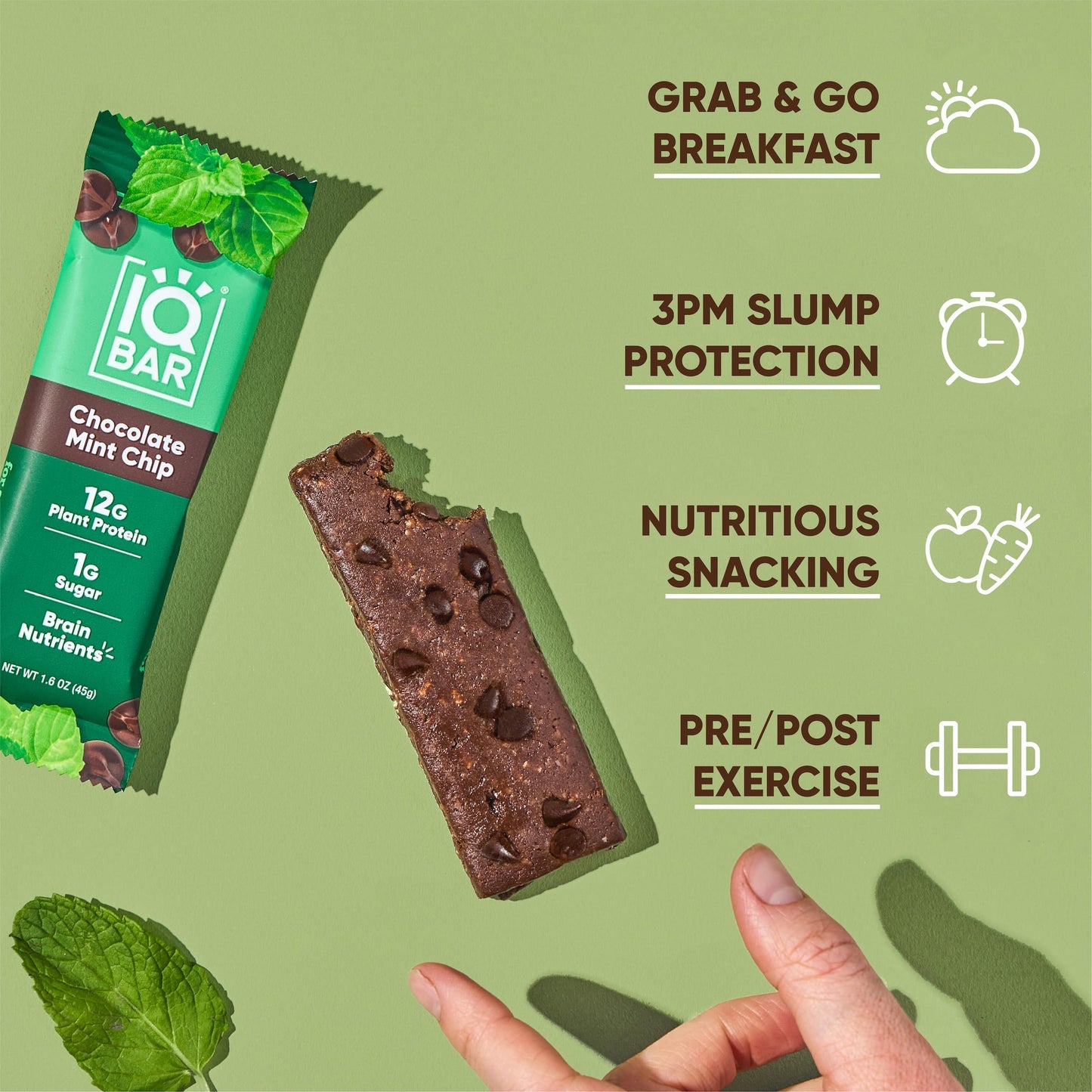IQBAR Protein Bars - Peanut Butter Chip - 12 Count, Low Carb, High Fiber, Gluten Free, Vegan Snacks - Low Sugar Keto Energy Bars