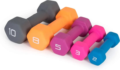 Neoprene Coated Dumbbell Set with A Frame Storage Rack Non-Slip Grip & Hexagon Shape Space Saving Home Gym Equipment