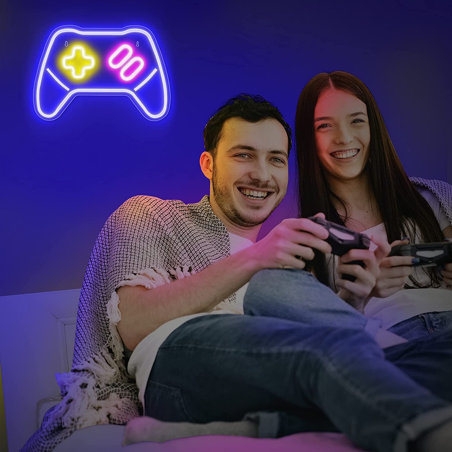 Game Controller Neon Signs – Gamepad/Game Remote Neon Sign for Video/Pc Gamer, Teen Boys' Gift - Game Zone LED Signs for Wall, Bedroom, Game Room Decor - Cool Gaming Console Neon Light